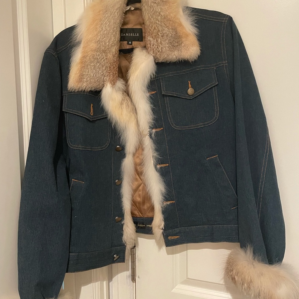 Damselle faux fur denim jacket